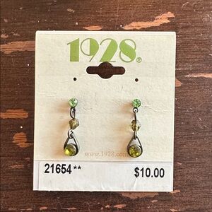 Deadstock Peridot 70’s 1928 Brand Drop Earrings Stud Backs